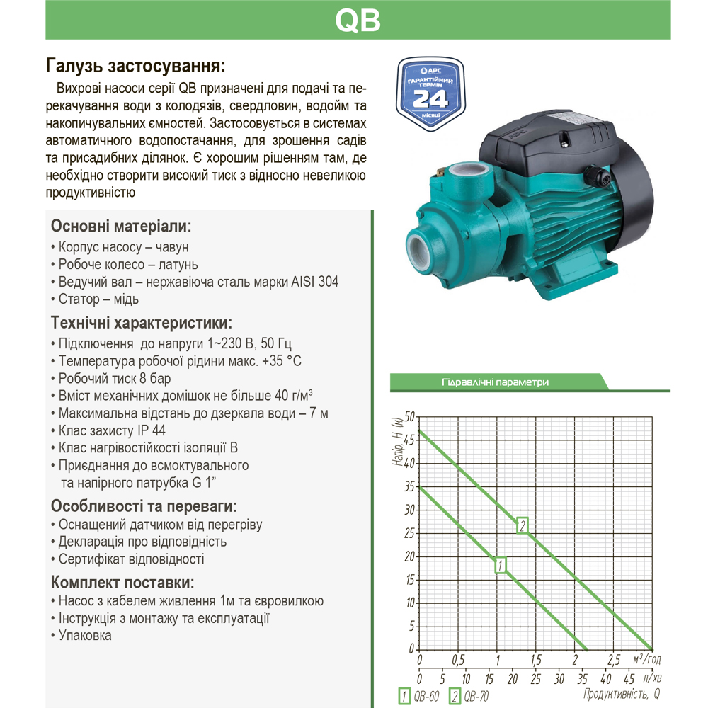 Насос вихровий АРС QB-60