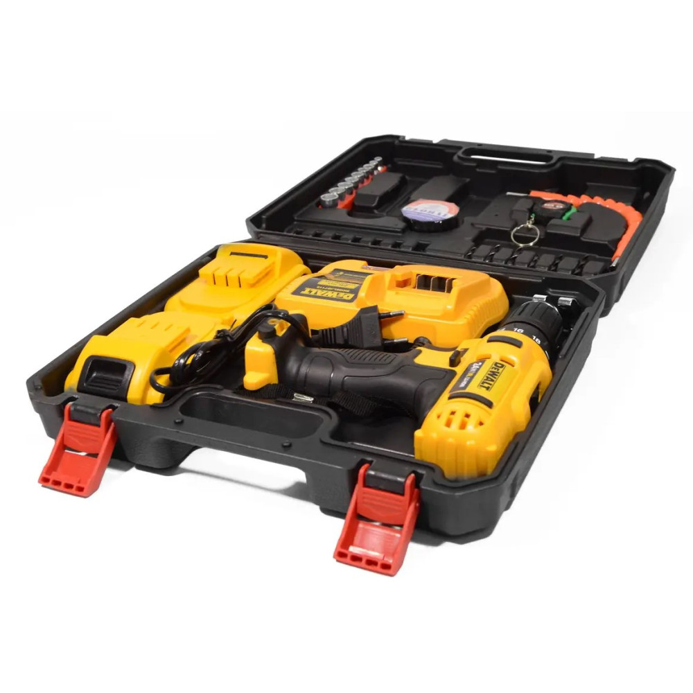 Шуруповерт акумуляторний DeWalt DCD791 (24В, 5 А/год) та набір інструментів у футлярі