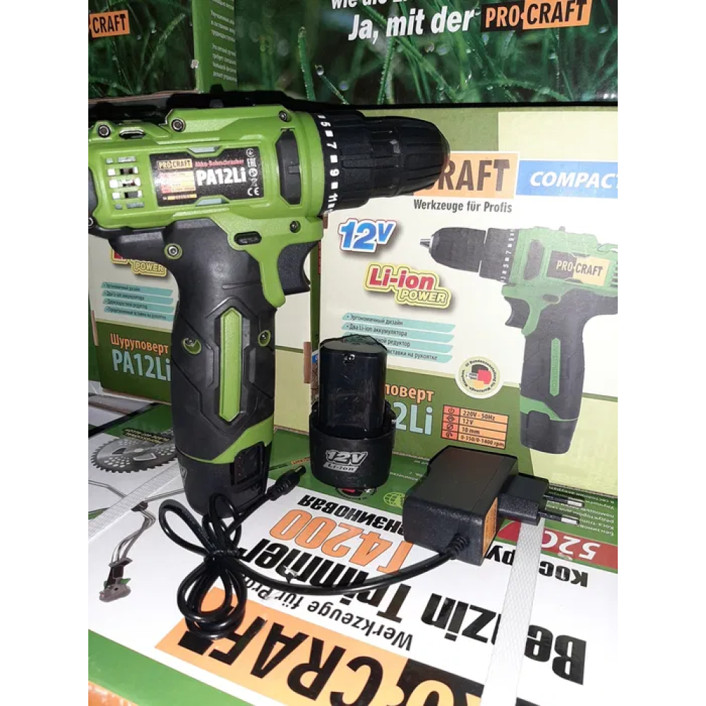 Шуруповерт PROCRAFT РА-12 Li COMPACT, дві батареї